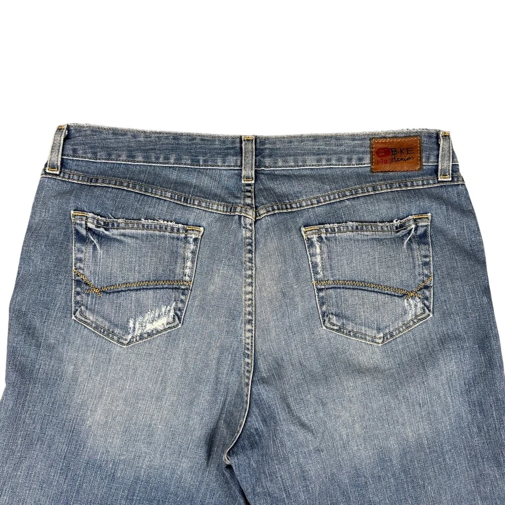 BKE Easy Street Bootcut Jeans Mens 34x33.5‎ Blue Faded Distressed Denim Buckle